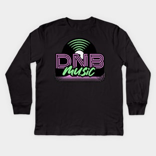 DNB - Music Vinyl (pink/green) Kids Long Sleeve T-Shirt